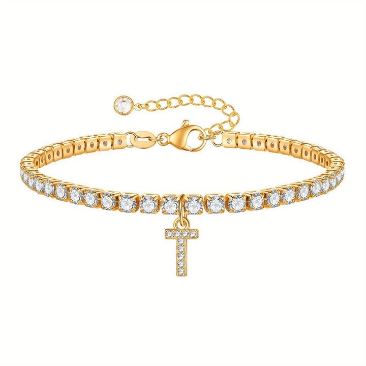 Pulseira Ténis com Inicial Brilhante A–Z