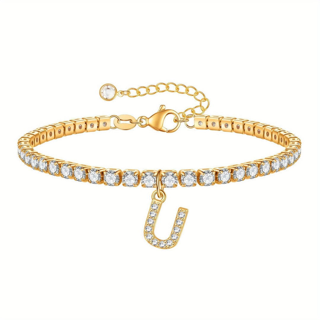 Pulseira Ténis com Inicial Brilhante A–Z