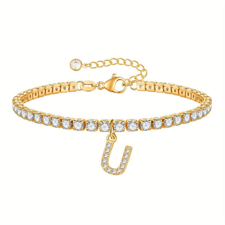 Pulseira Ténis com Inicial Brilhante A–Z