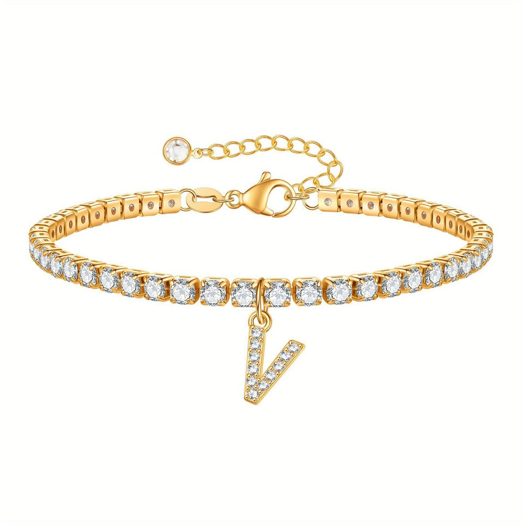 Pulseira Ténis com Inicial Brilhante A–Z