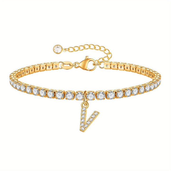 Pulseira Ténis com Inicial Brilhante A–Z