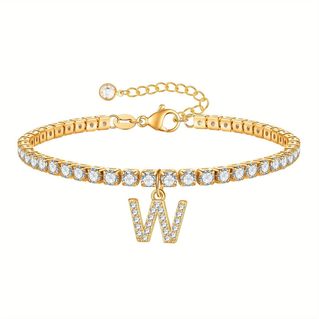 Pulseira Ténis com Inicial Brilhante A–Z
