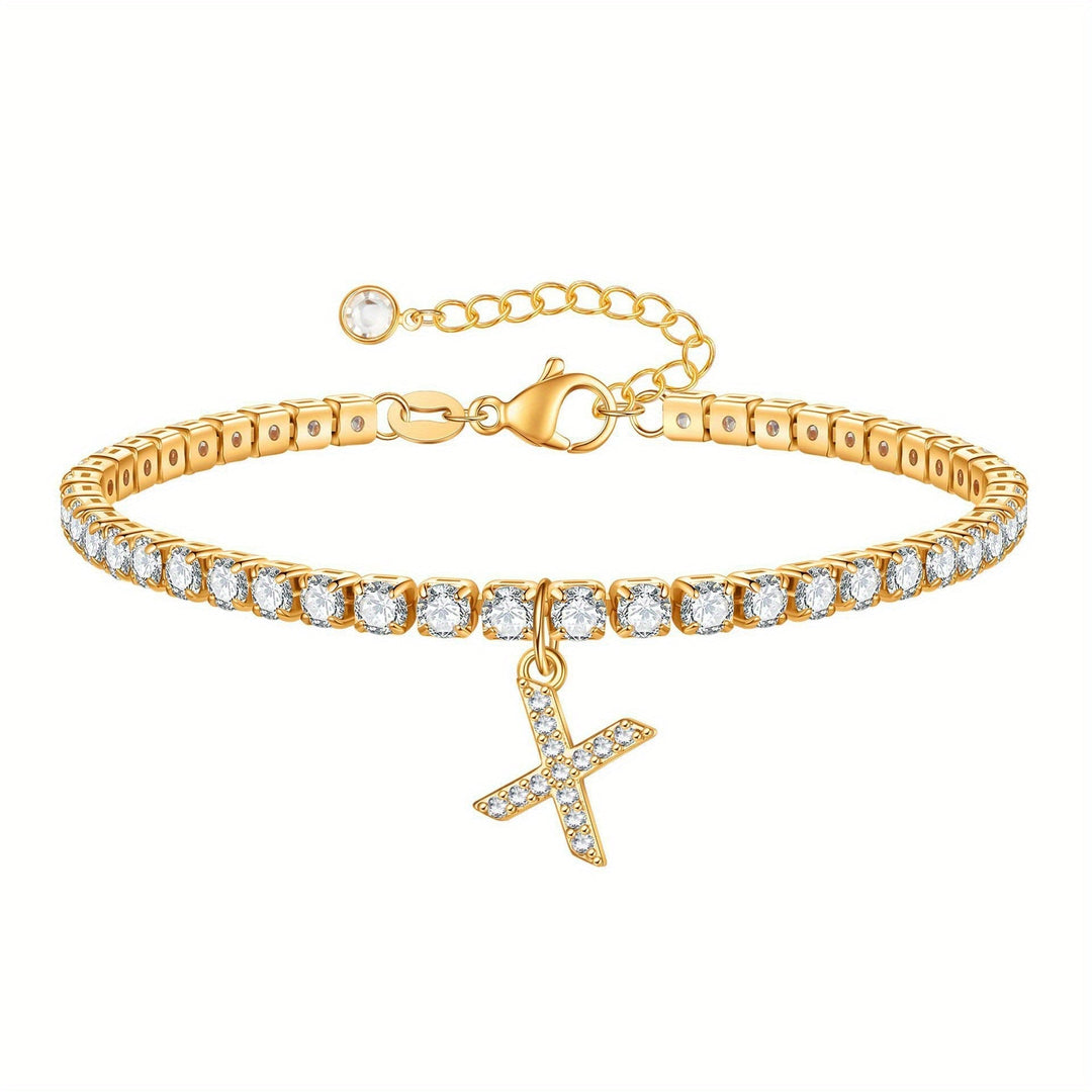 Pulseira Ténis com Inicial Brilhante A–Z