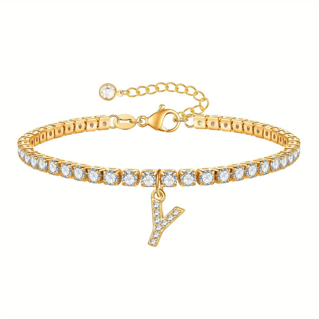Pulseira Ténis com Inicial Brilhante A–Z