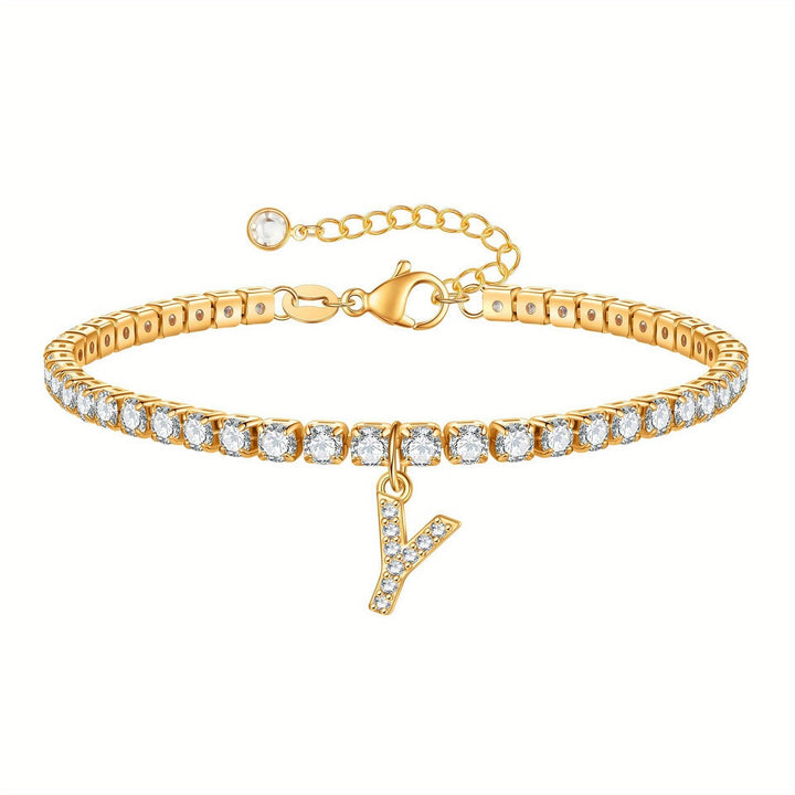 Pulseira Ténis com Inicial Brilhante A–Z