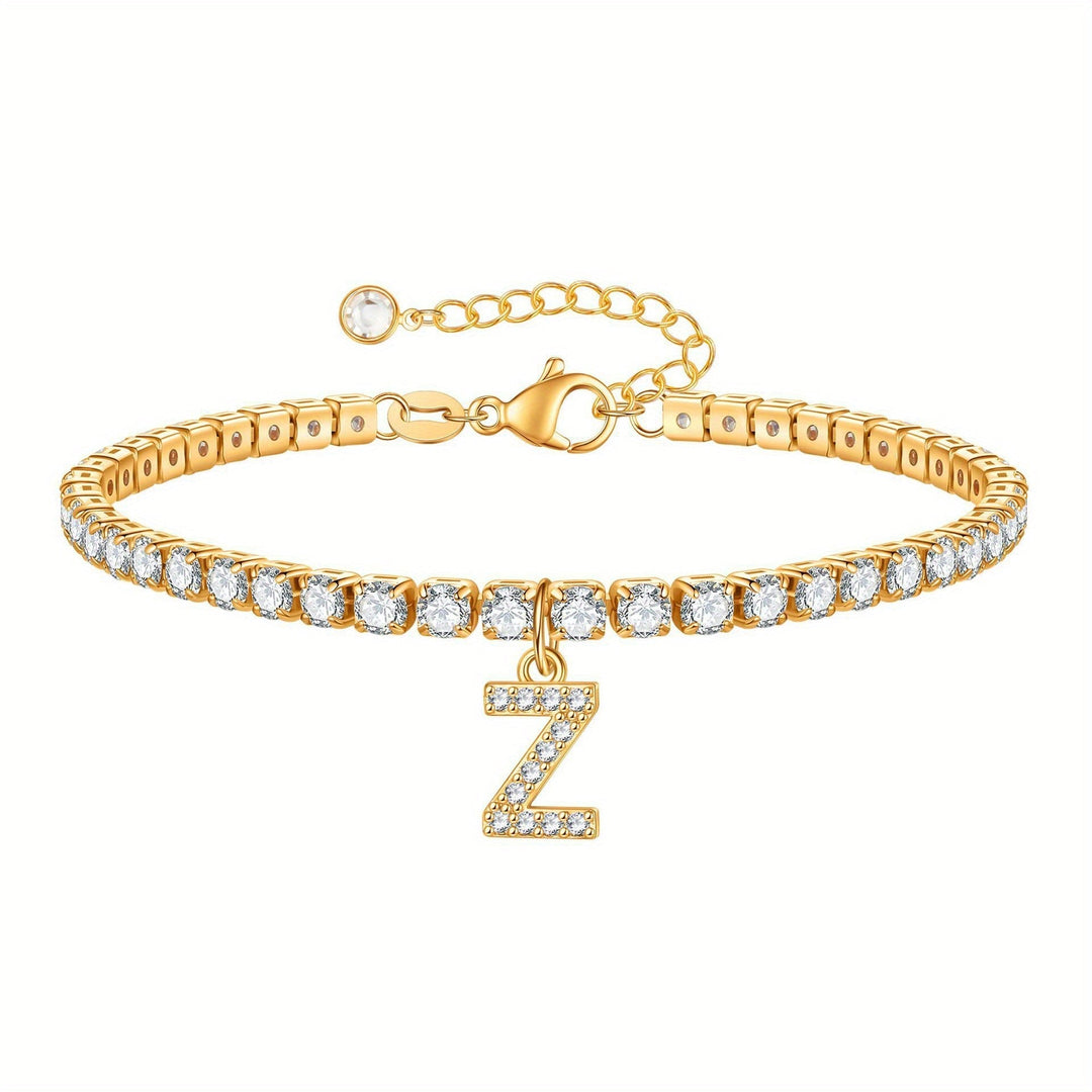 Pulseira Ténis com Inicial Brilhante A–Z