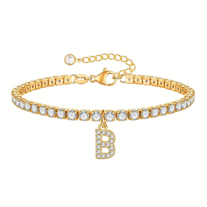 Pulseira Ténis com Inicial Brilhante A–Z