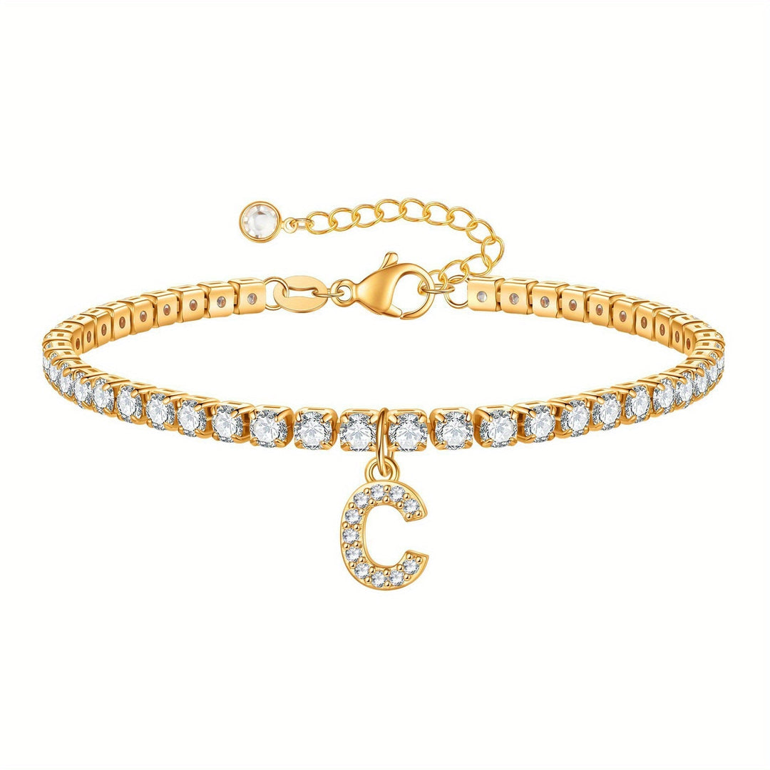 Pulseira Ténis com Inicial Brilhante A–Z