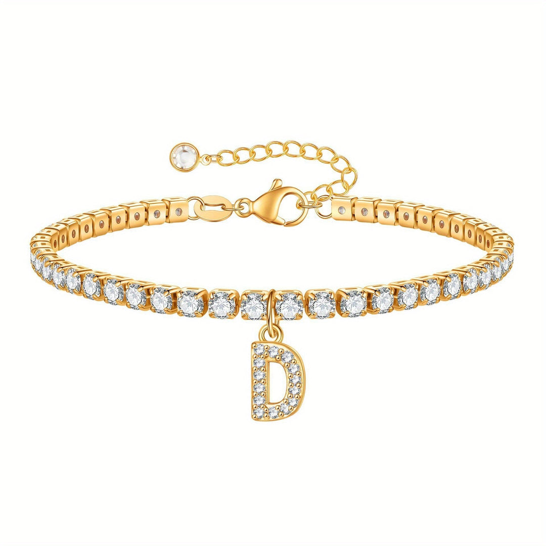 Pulseira Ténis com Inicial Brilhante A–Z