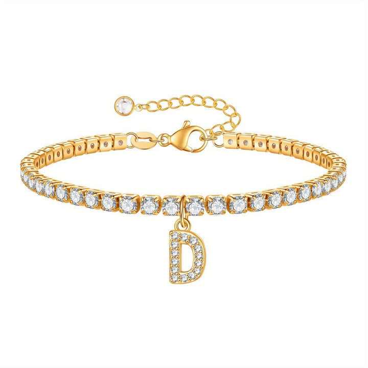 Pulseira Ténis com Inicial Brilhante A–Z