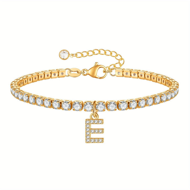 Pulseira Ténis com Inicial Brilhante A–Z