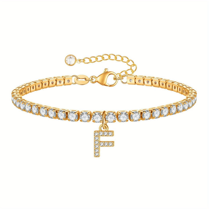 Pulseira Ténis com Inicial Brilhante A–Z