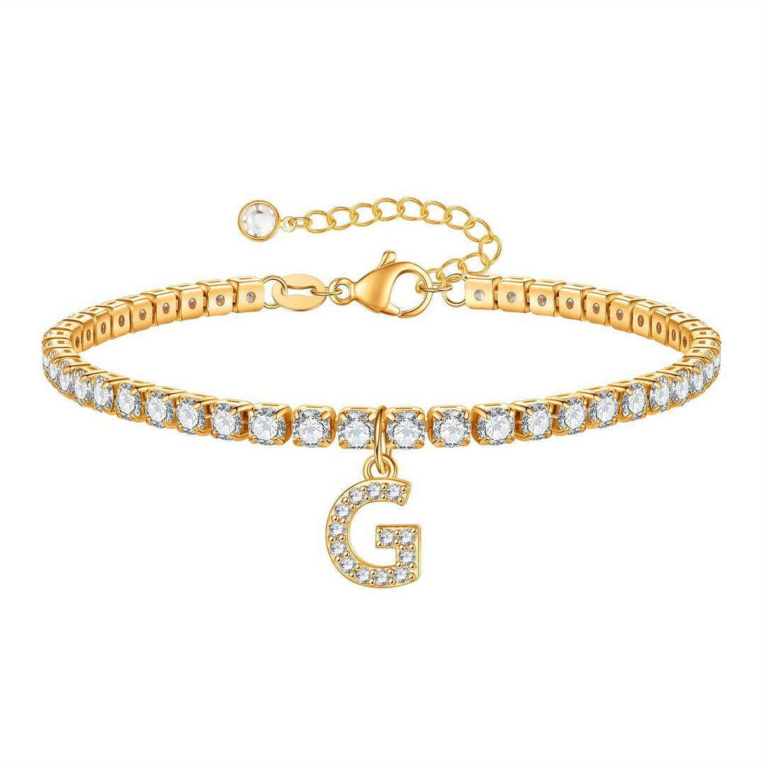 Pulseira Ténis com Inicial Brilhante A–Z