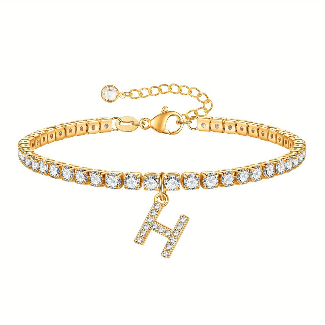 Pulseira Ténis com Inicial Brilhante A–Z