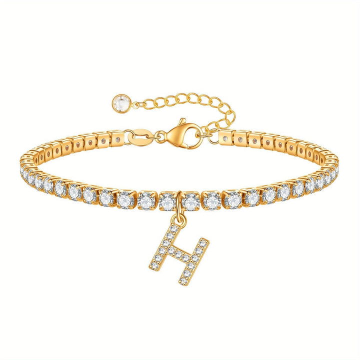 Pulseira Ténis com Inicial Brilhante A–Z