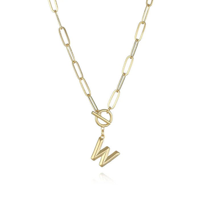 Colar com Inicial A–Z e Corrente Paperclip