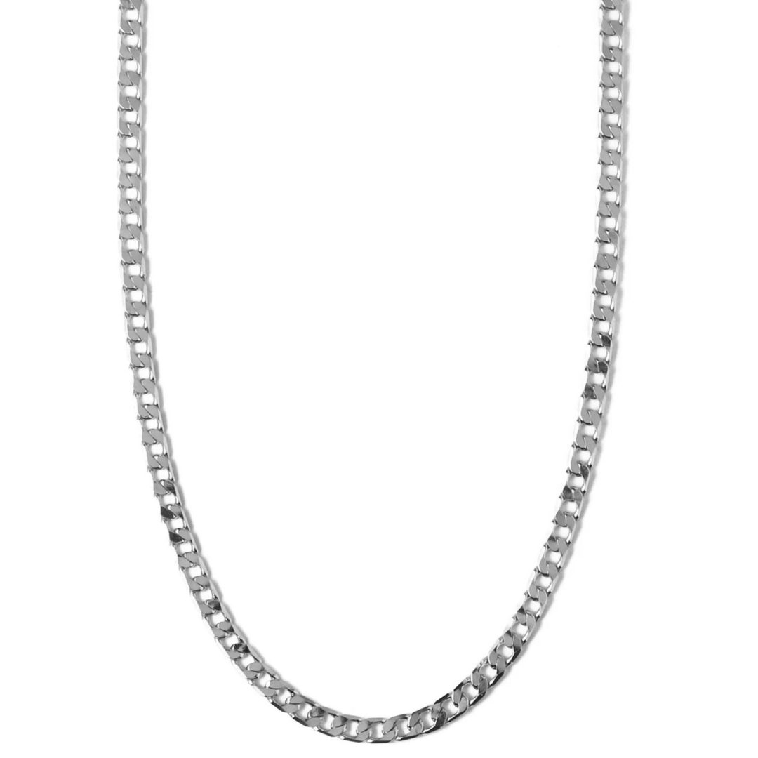 Colar com Corrente Barbela Plana | Ouro Branco