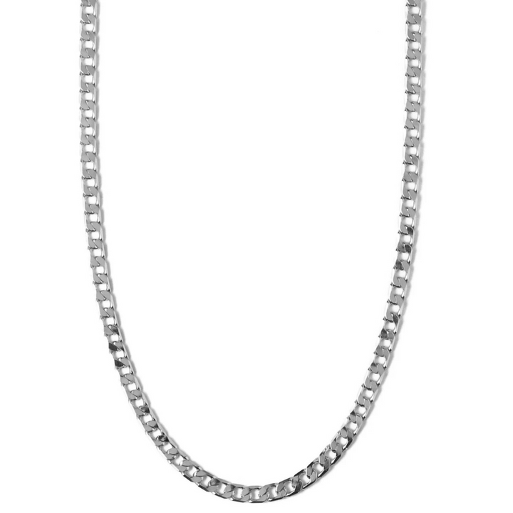 Colar com Corrente Barbela Plana | Ouro Branco