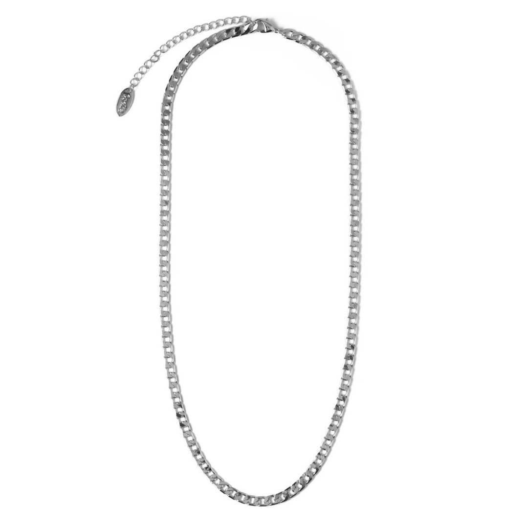 Colar com Corrente Barbela Plana | Ouro Branco