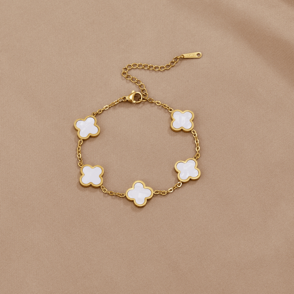 Pulseira com Trevo de Quatro Folhas Branco