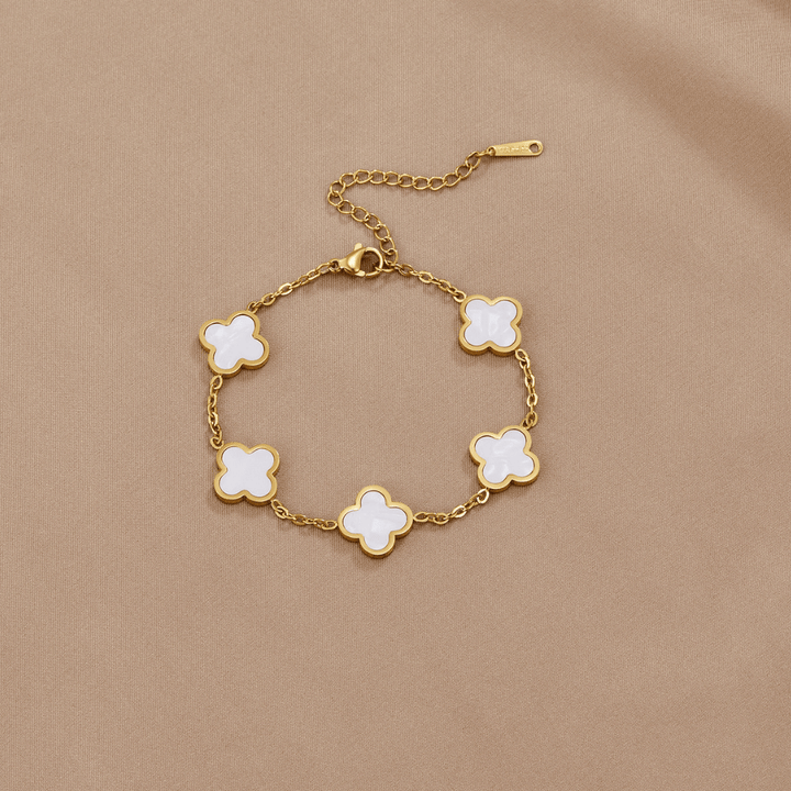 Pulseira com Trevo de Quatro Folhas Branco