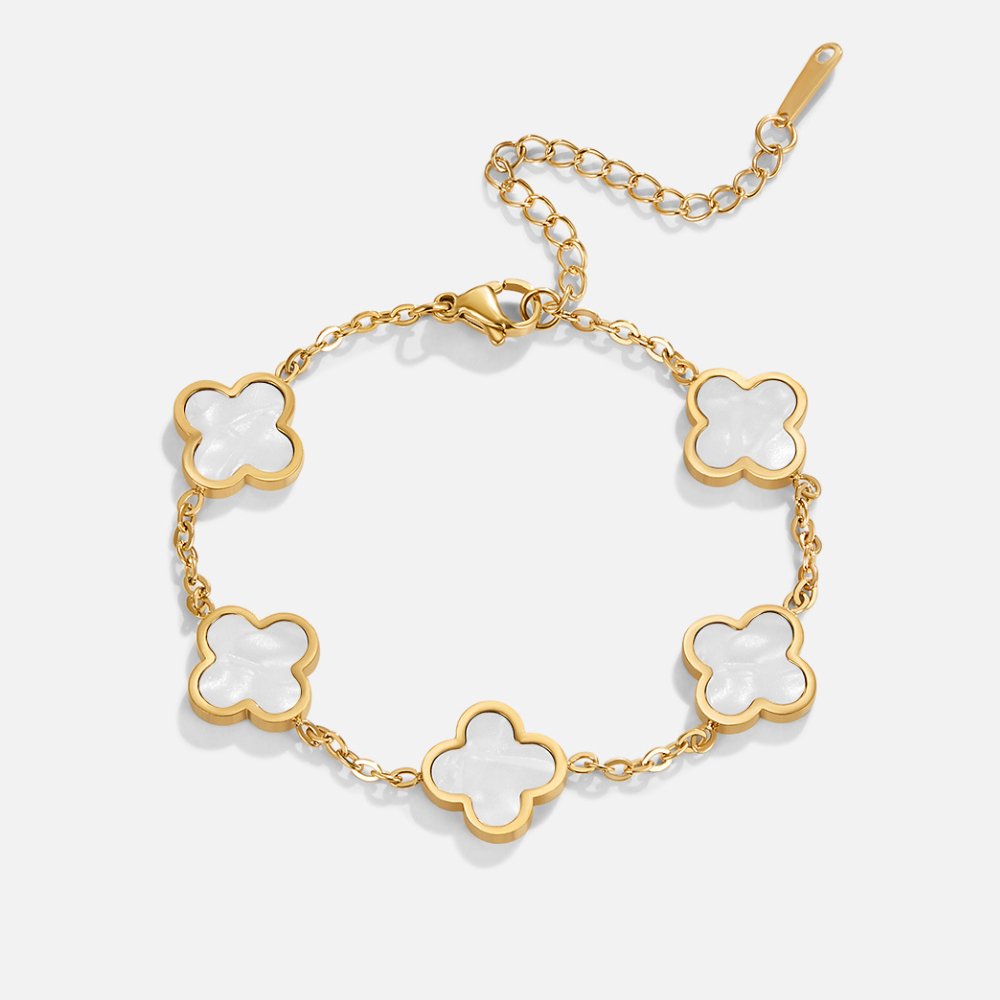 Pulseira com Trevo de Quatro Folhas Branco