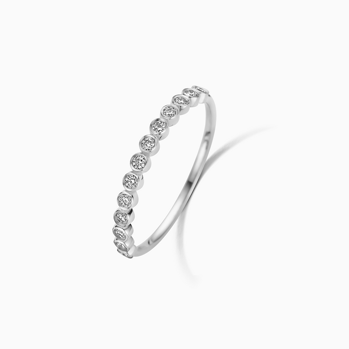 Anel Bubble com Pedrinhas | Ouro Branco