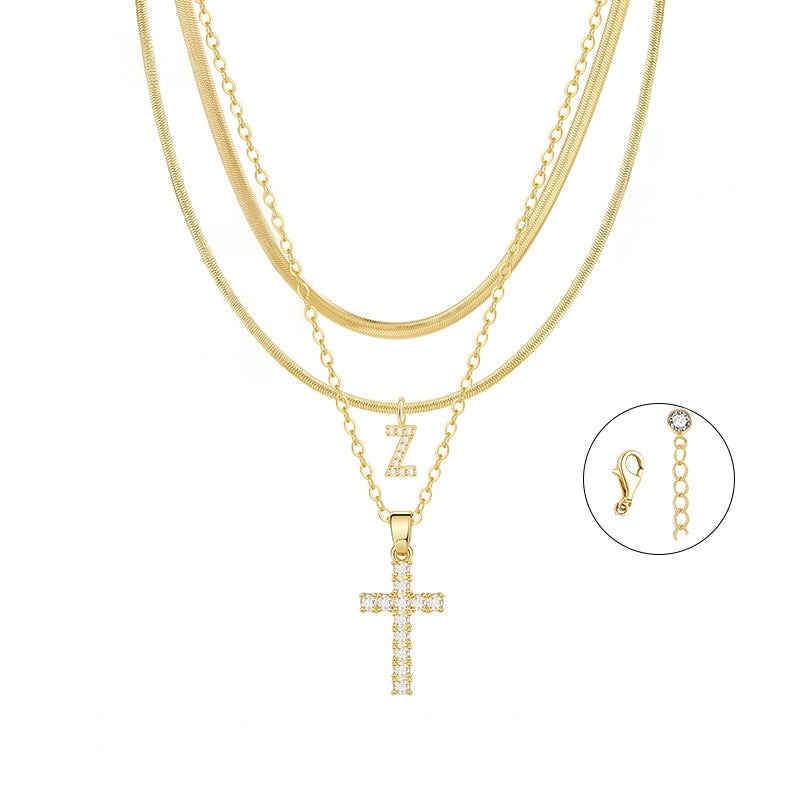 Conjunto Dourado com Cruz e Inicial