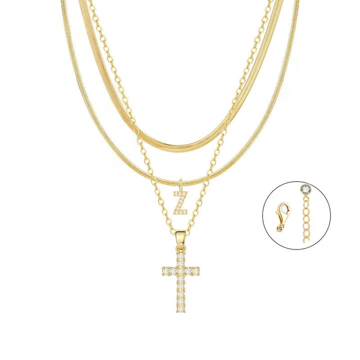 Conjunto Dourado com Cruz e Inicial