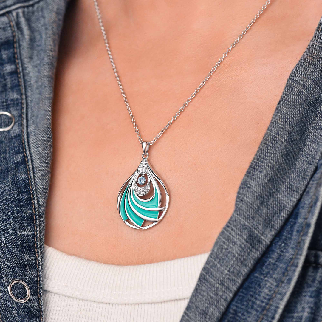 Colar Zephyr em Forma de Gota – Água-Marinha