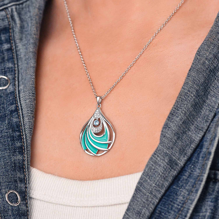 Colar Zephyr em Forma de Gota – Água-Marinha