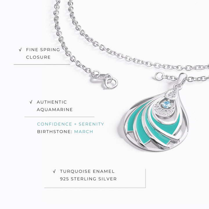 Colar Zephyr em Forma de Gota – Água-Marinha