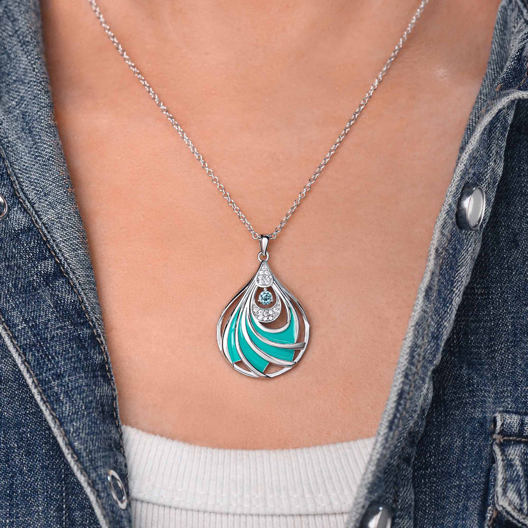 Colar Zephyr em Forma de Gota – Água-Marinha
